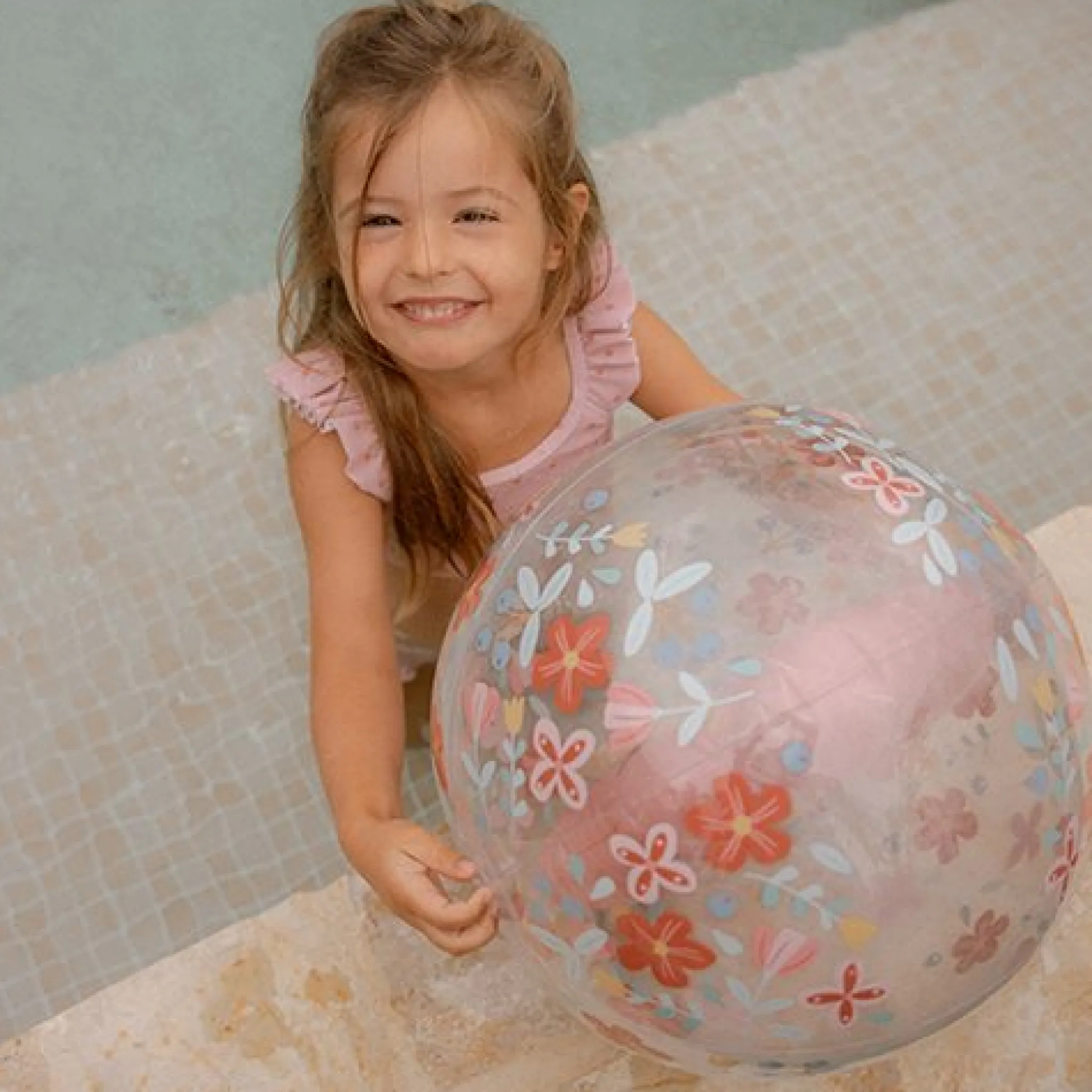 Little Dutch Beach Ball 3D Figure Pink Flowers Discount