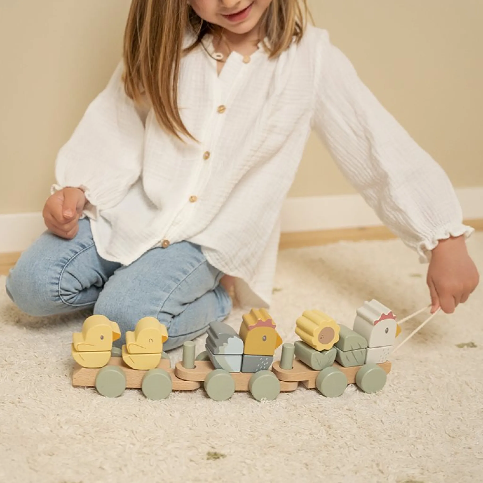 Little Dutch Block train chicken Little Farm Hot