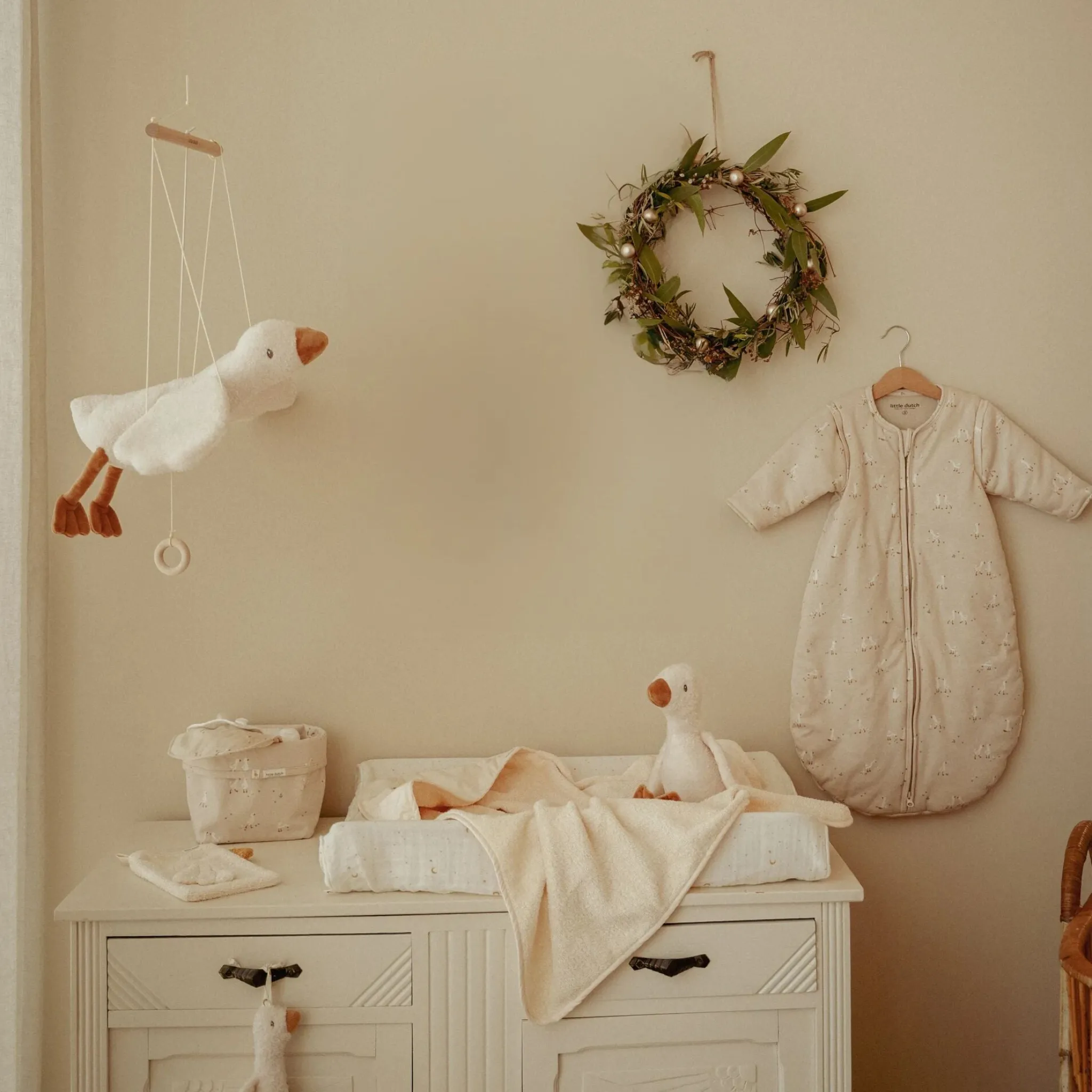 Little Dutch Changing pad cover - White - Newborn Naturals - Moon & Stars