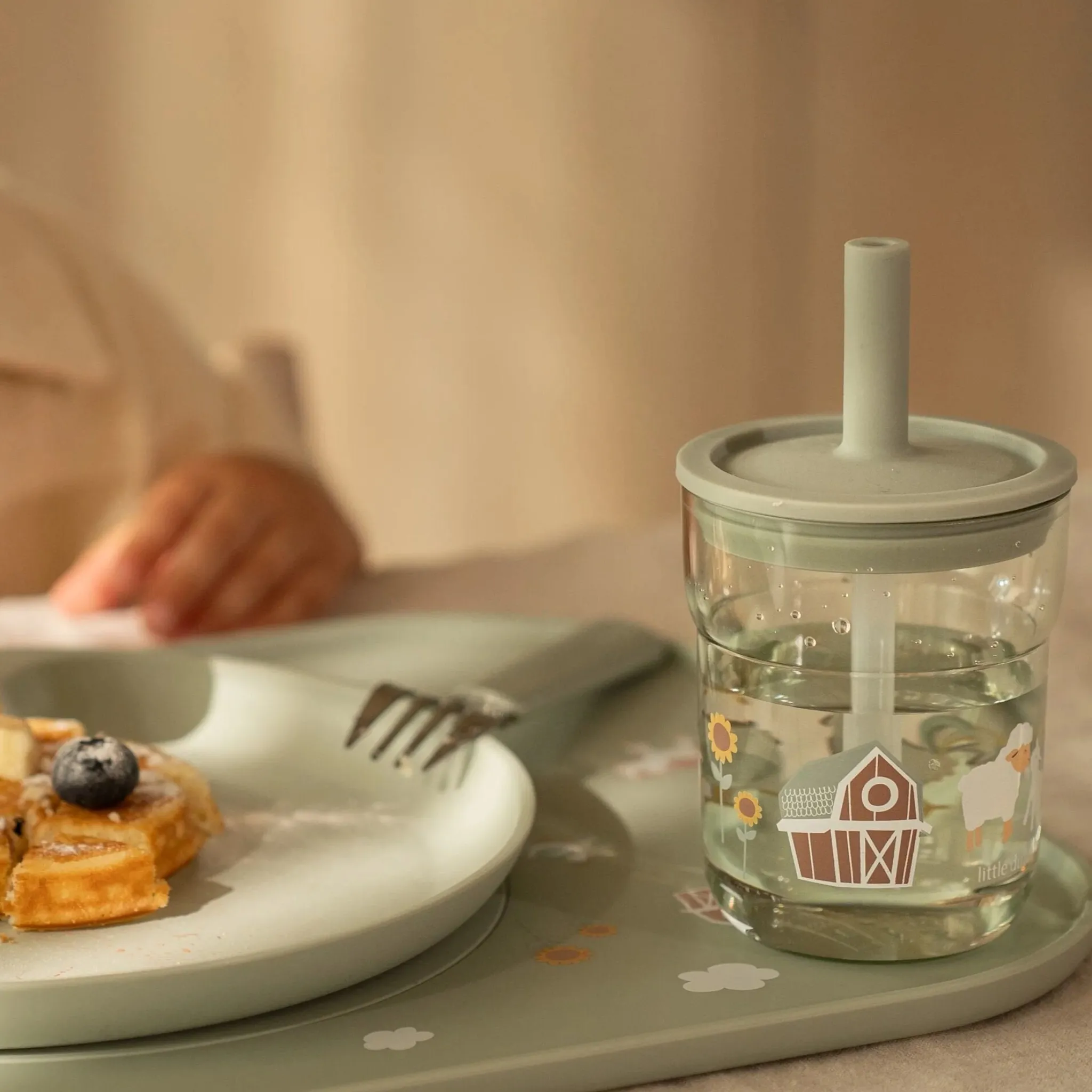 Little Dutch Children's glass 250 ml With Straw Little Farm Best