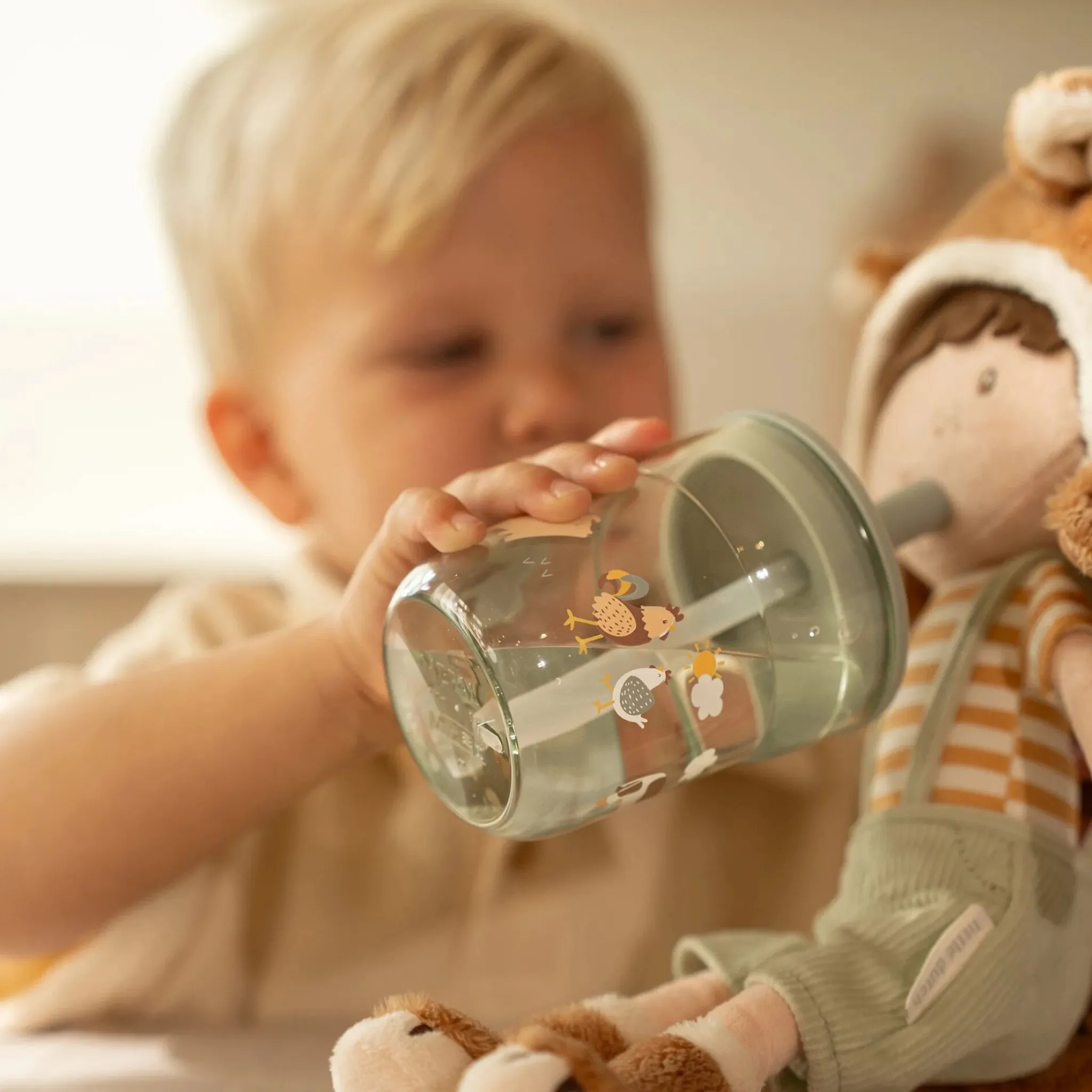 Little Dutch Children's glass 250 ml With Straw Little Farm Best