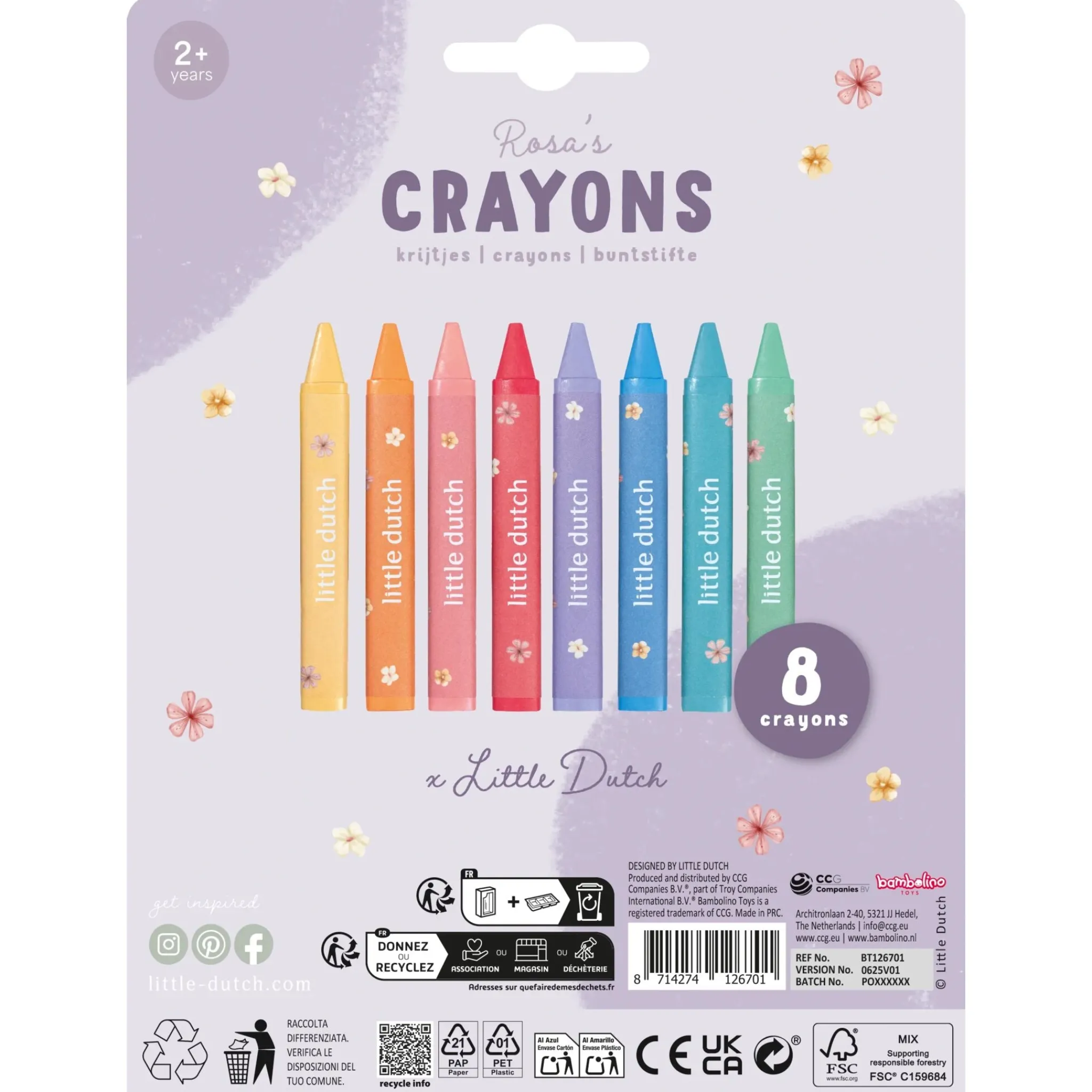 Little Dutch Crayons - Multicolored - Essentials - Rosa Hot