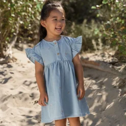 Little Dutch Dress embroidered - Short sleeve - Blue New