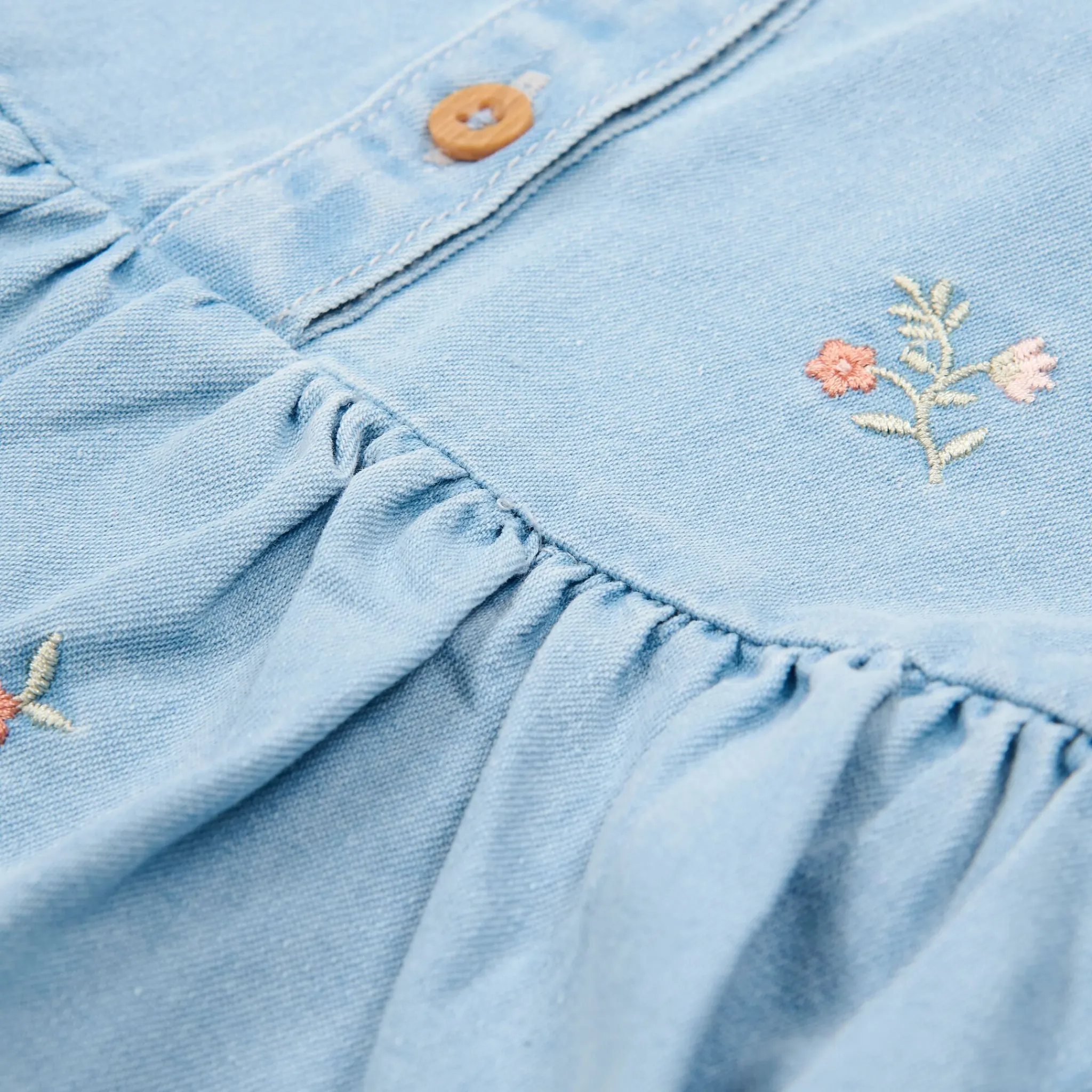Little Dutch Dress embroidered - Short sleeve - Blue New