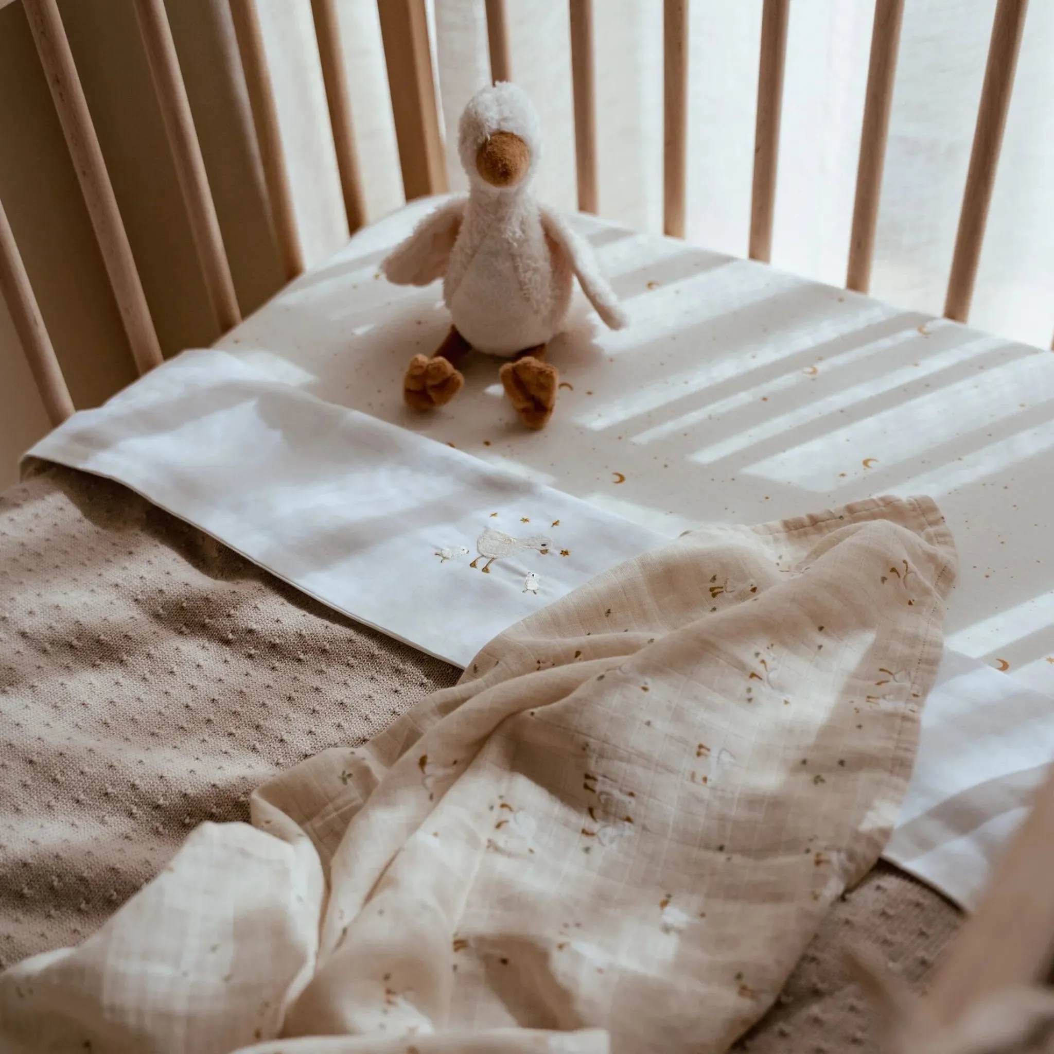 Little Dutch Fitted sheet - White - 70 x 140/150 cm - Moon & Stars New
