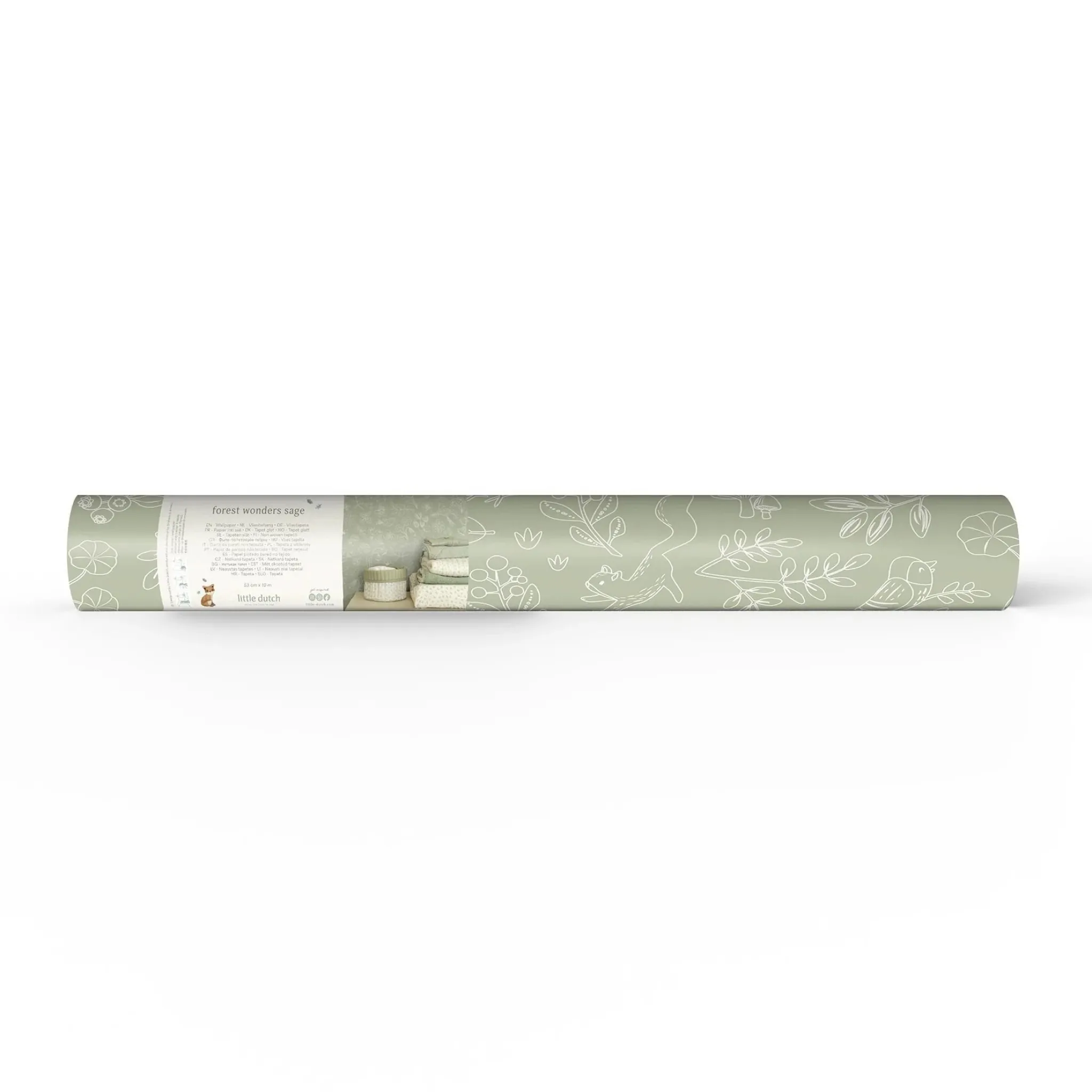 Little Dutch Fleece wallpaper - Forest Wonder Sage