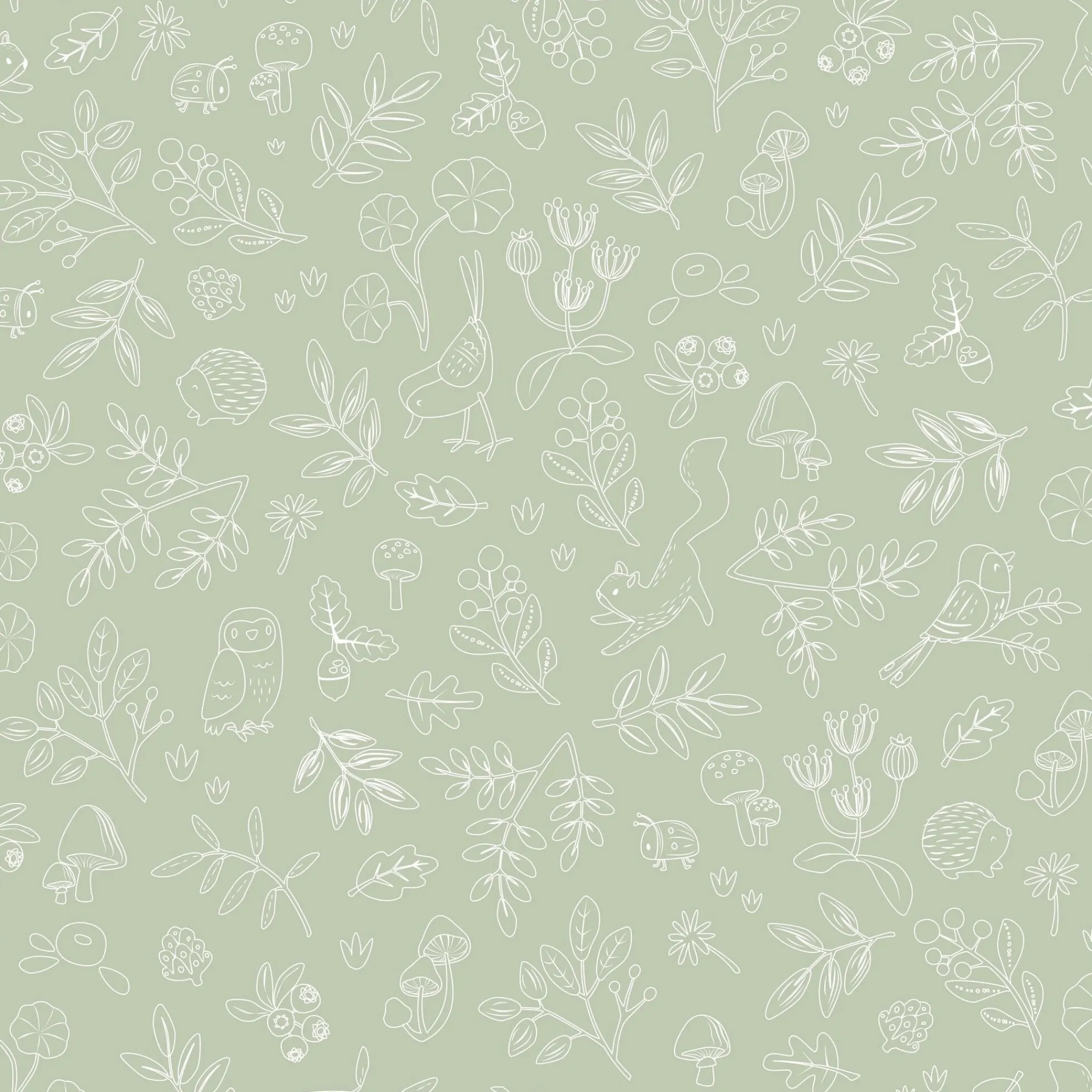 Little Dutch Fleece wallpaper - Forest Wonder Sage