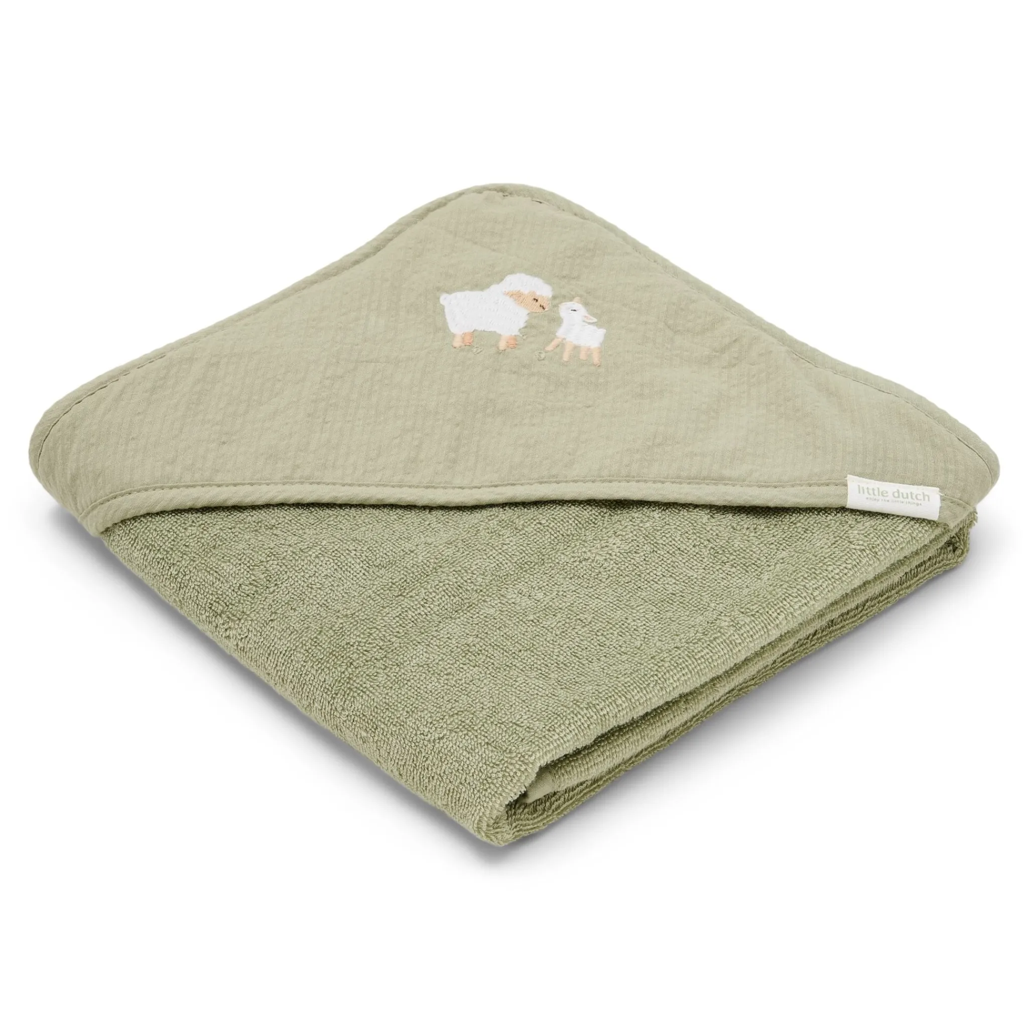Little Dutch Hooded towel - Embroidered - Green - 100 x 100 Outlet