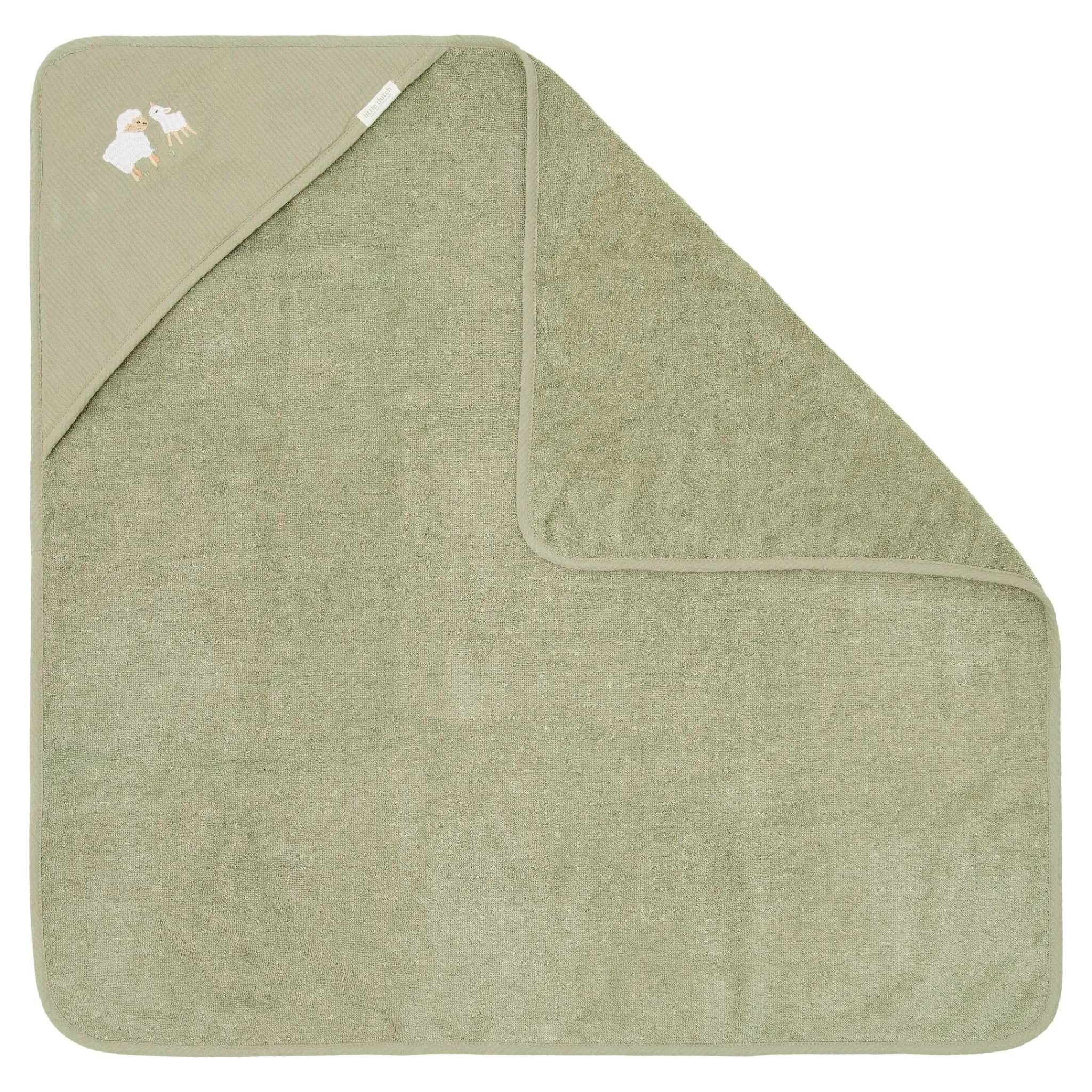 Little Dutch Hooded towel - Embroidered - Green - 100 x 100 Outlet