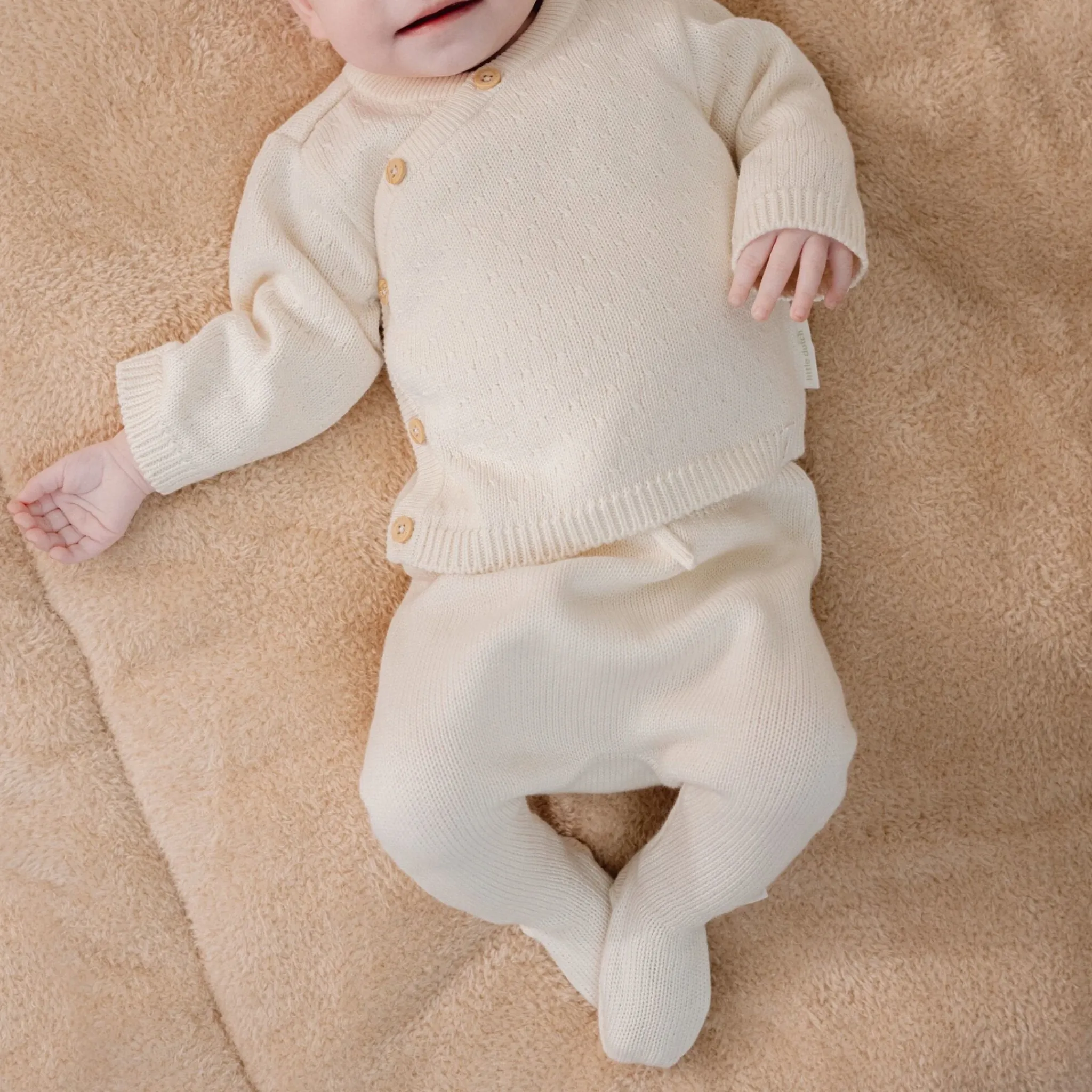 Little Dutch Knitted pants - White - Newborn Naturals Sale
