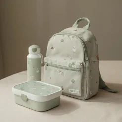 Little Dutch Lunch set - Pop -up drinking bottle and lunch box - Green - Little Farm