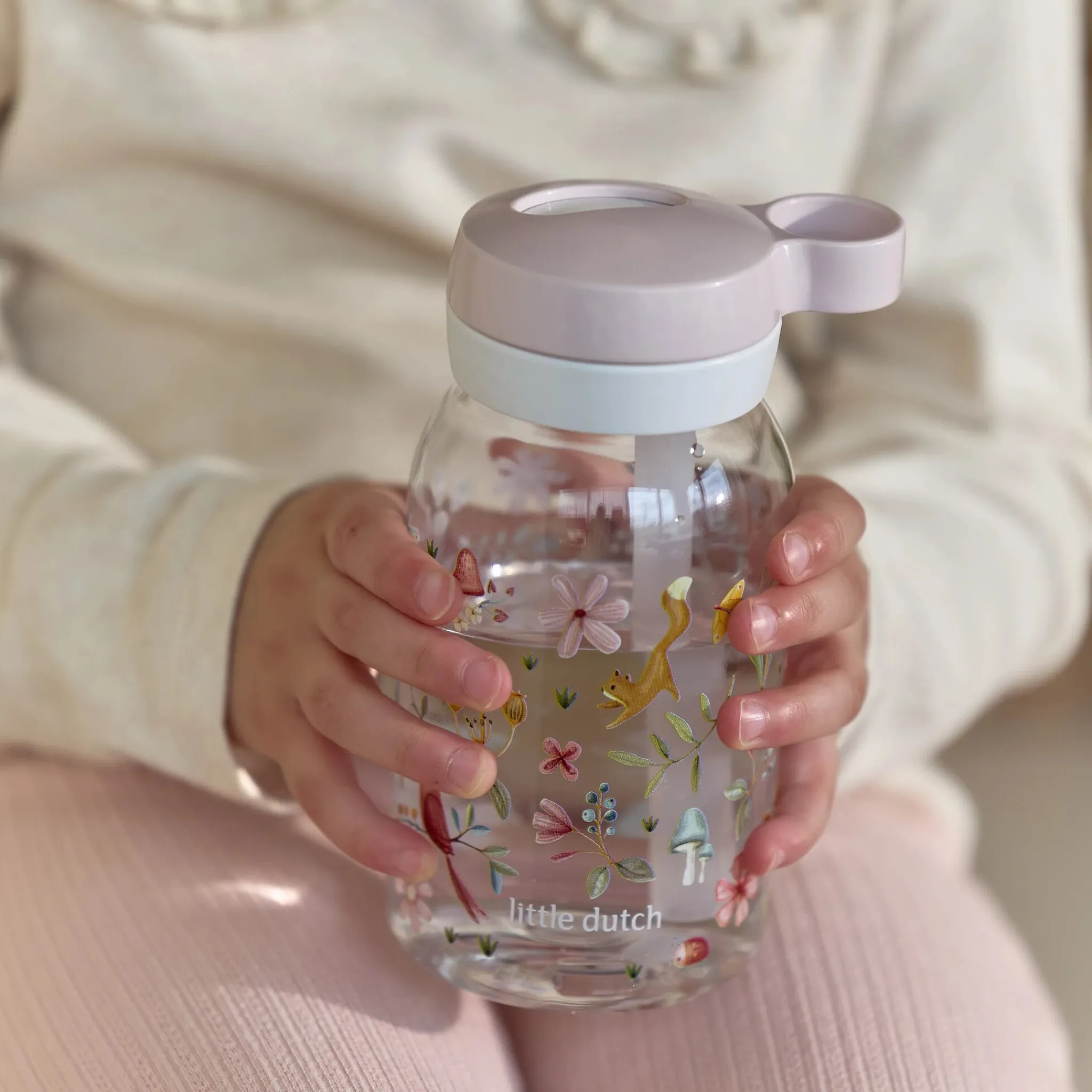Little Dutch Mepal Drinking Bottle with Straw 450 ml - Pink Online