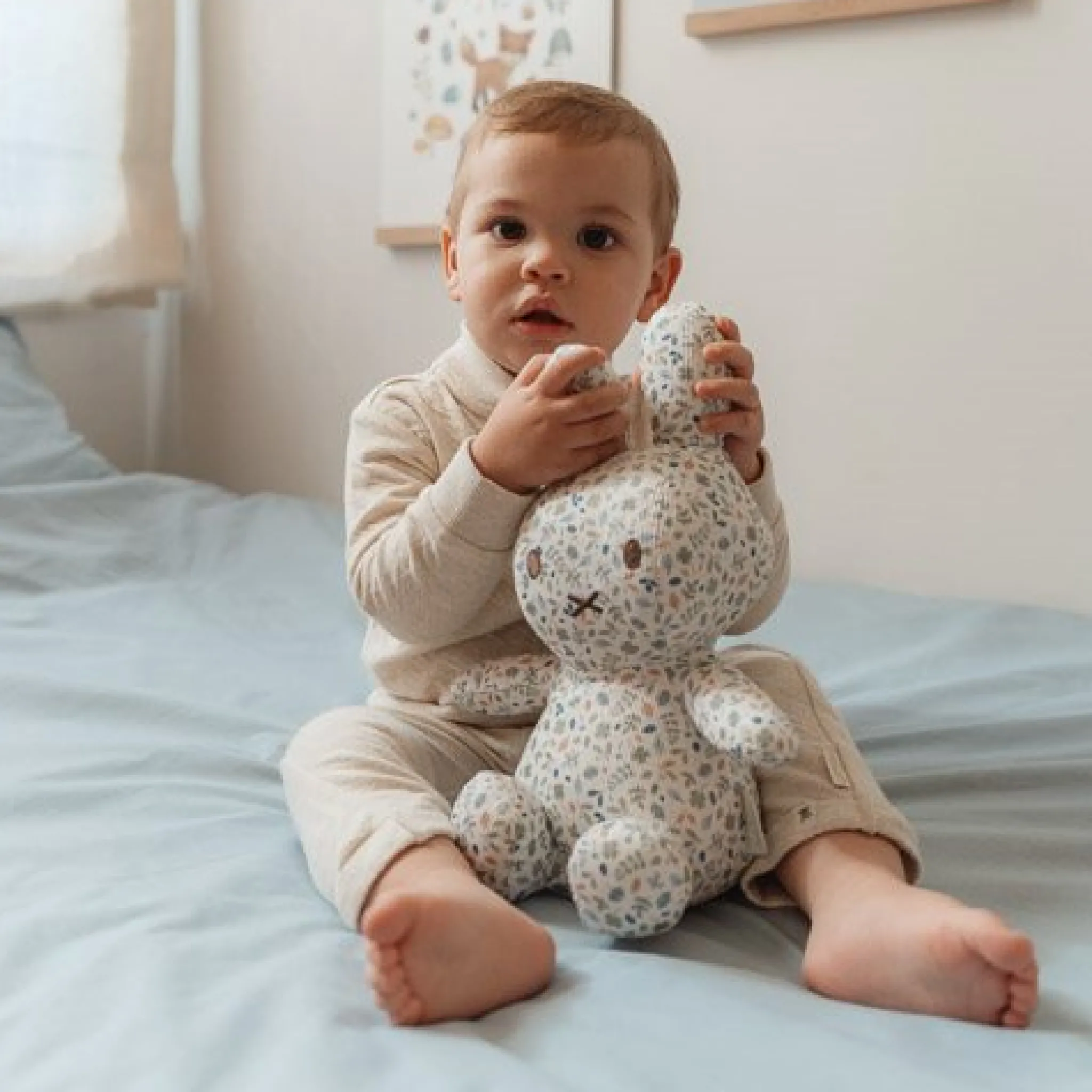 Little Dutch miffy cuddle all-over print 30 cm - Blue - Lucky Leaves Sale