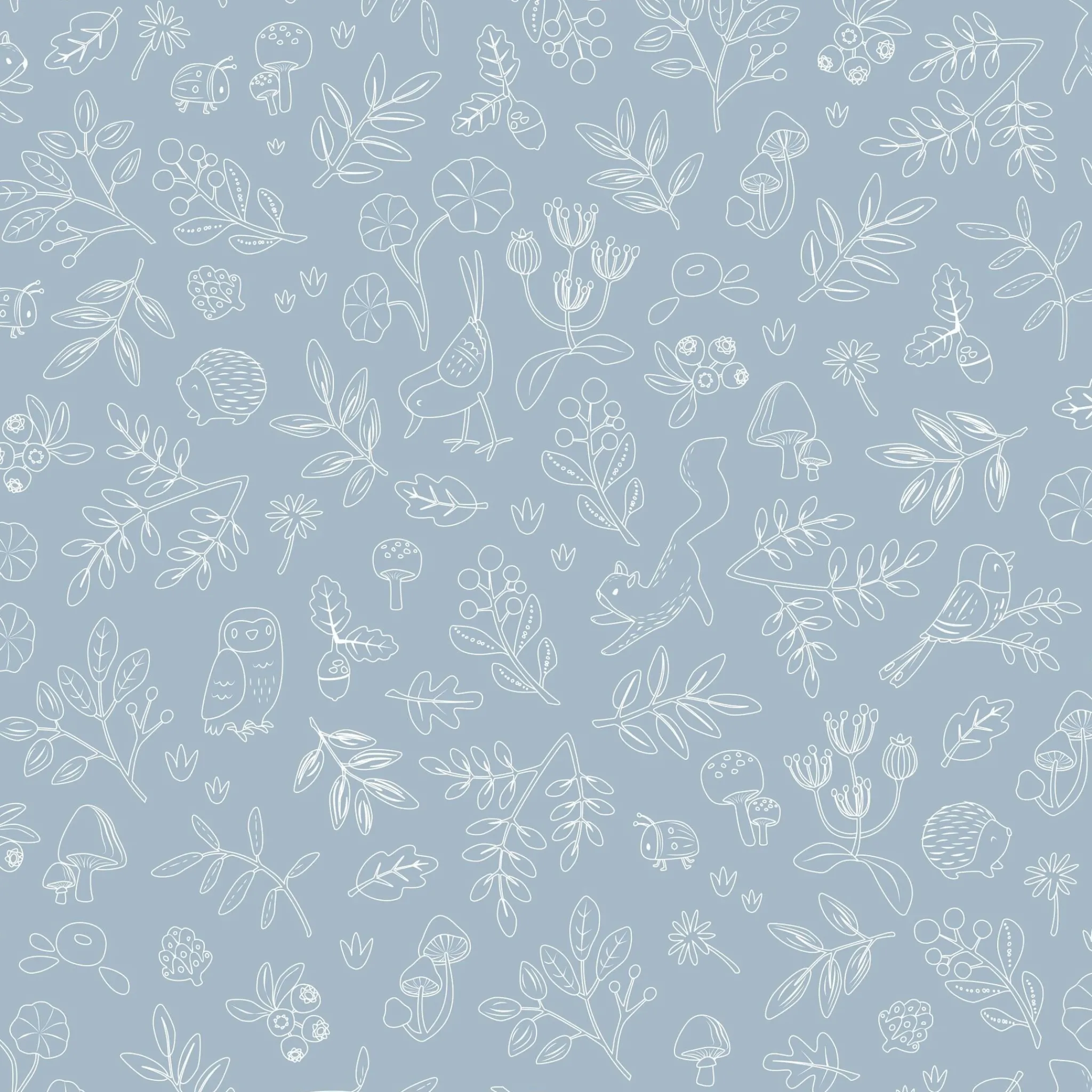 Little Dutch Non-woven wallpaper – Blue – Forest Friends – Forest Wonder Online