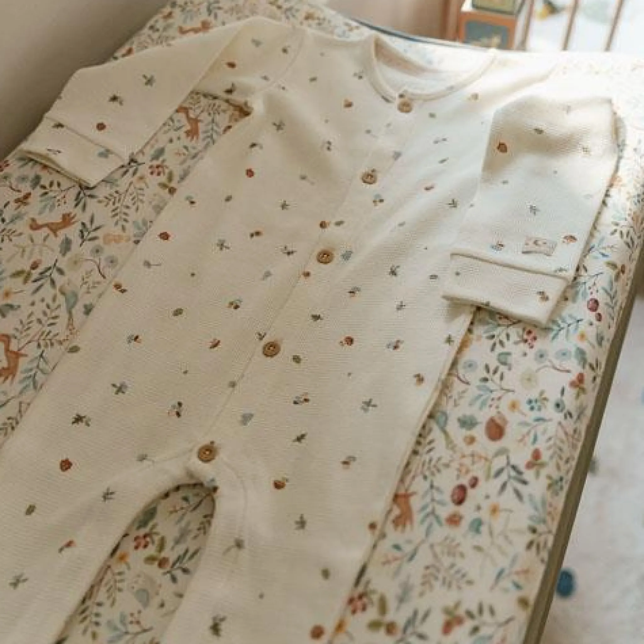 Little Dutch One-piece pajamas - White - Forest Friends - Forest Treasures