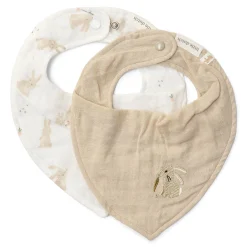Little Dutch 2-pack bandana bib - White - Newborn Naturals - Baby Bunny Sale