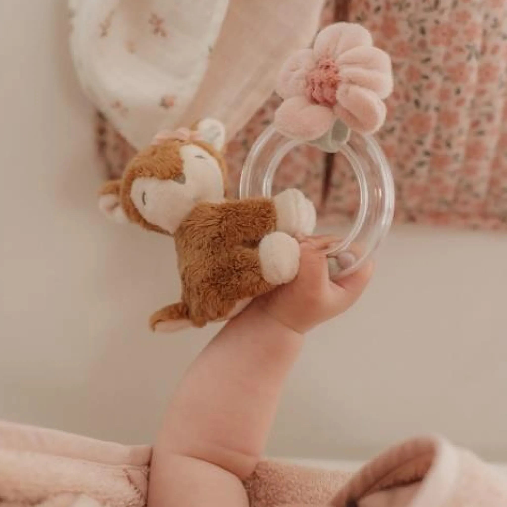 Little Dutch Ring Rattle - Pink - Fairy Garden New