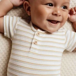 Little Dutch Romper short sleeve - Multicolored - Little Farm - Stripe Outlet