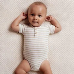 Little Dutch Romper short sleeve - Multicolored - Little Farm - Stripe Outlet