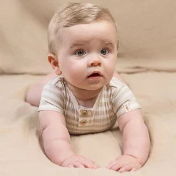 Little Dutch Romper Short Sleeve - Sand - Newborn Naturals New