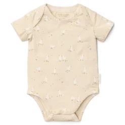 Little Dutch Short sleeve romper - Beige - Newborn Naturals - Little Goose Sale