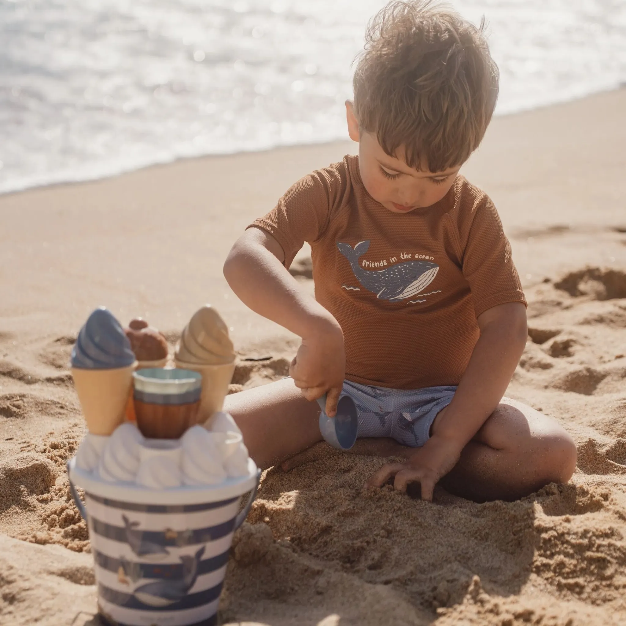 Little Dutch Short sleeve swim shirt - Brown Clearance