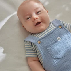 Little Dutch Striped short-sleeve romper - Blue Discount
