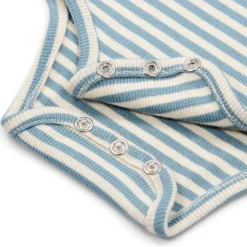 Little Dutch Striped short-sleeve romper - Blue Discount