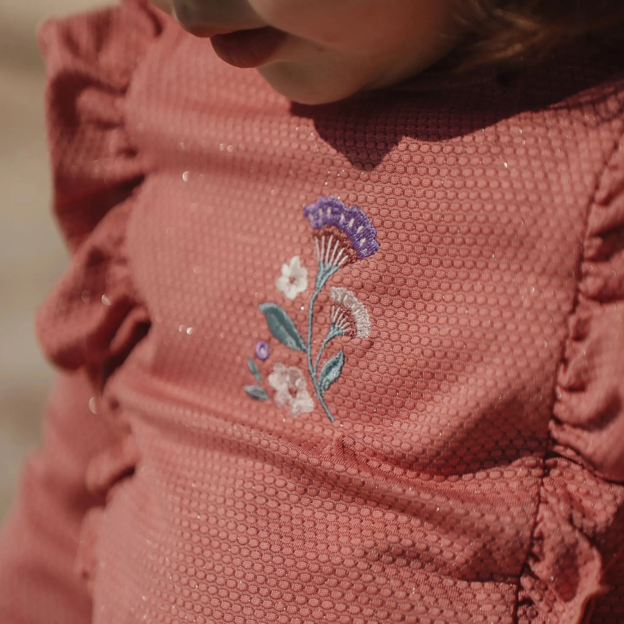 Little Dutch Swim shirt long sleeve - UPF 40 - Pink - Glitter