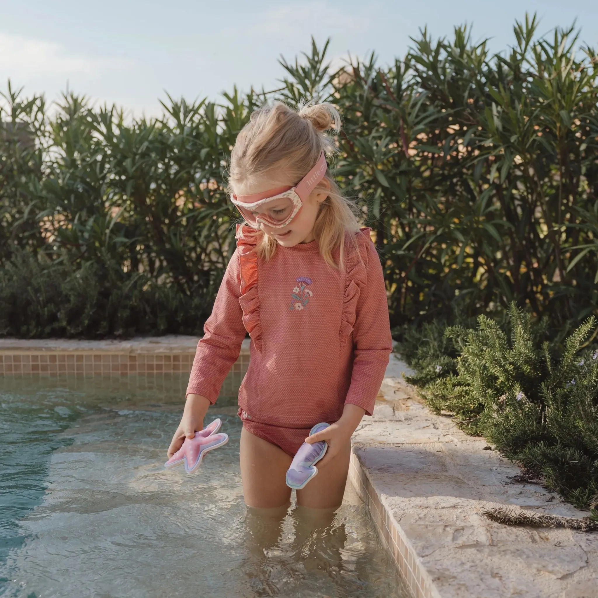 Little Dutch Swim shirt long sleeve - UPF 40 - Pink - Glitter