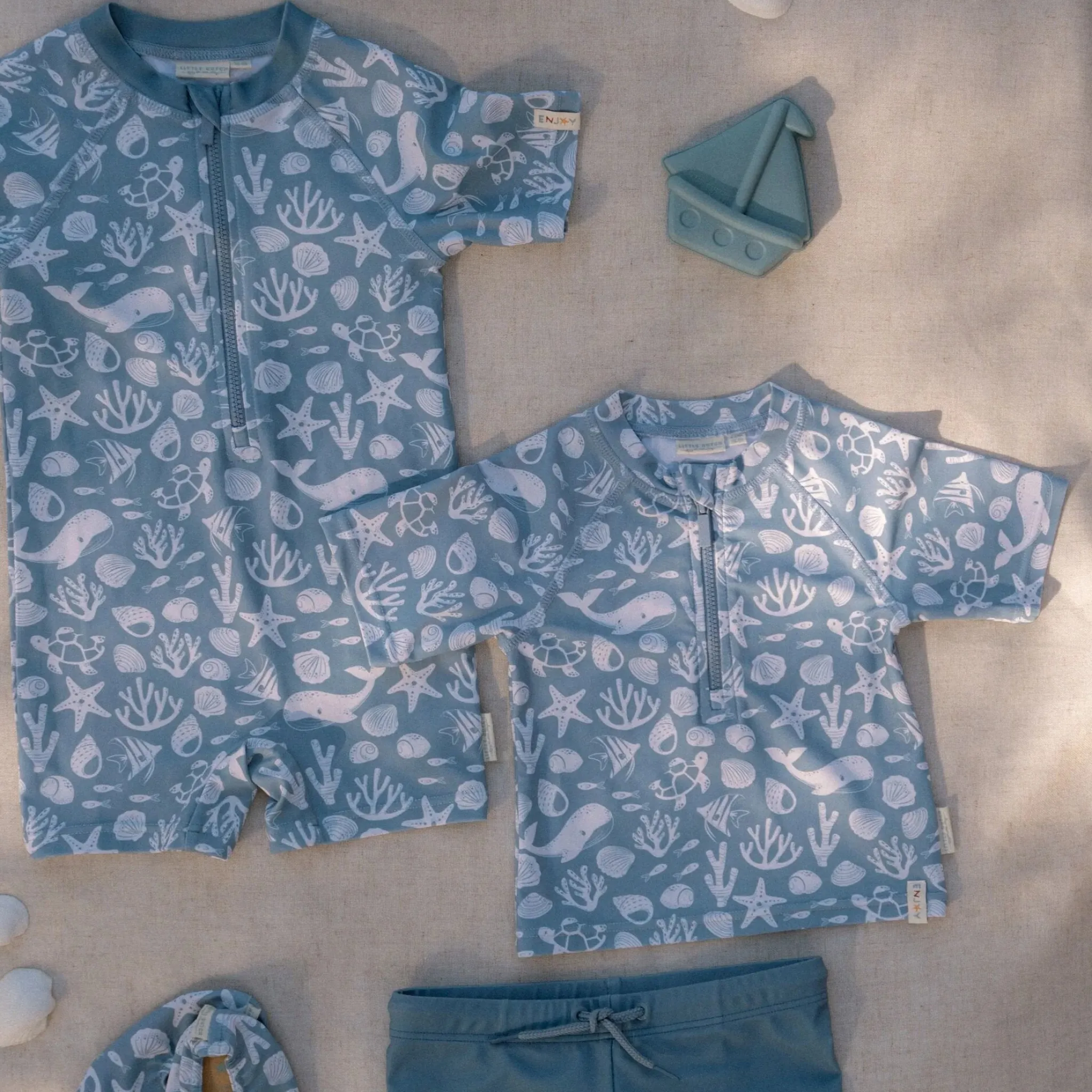 Little Dutch Swim shirt short sleeve - Light blue - Sea Life Online