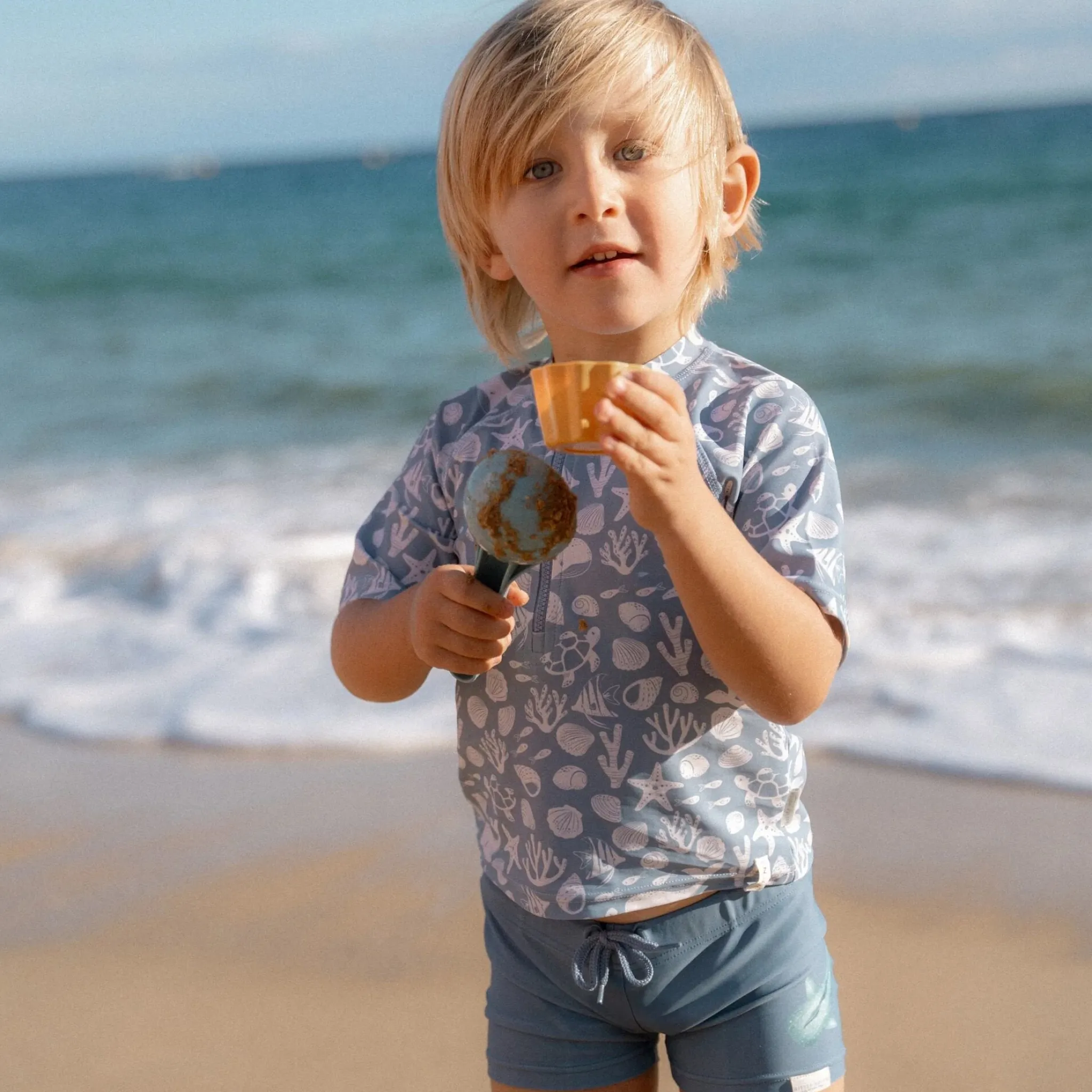 Little Dutch Swim shirt short sleeve - Light blue - Sea Life Online