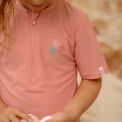 Little Dutch Swim shirt short sleeve - Pink - Sunny Flowers Best