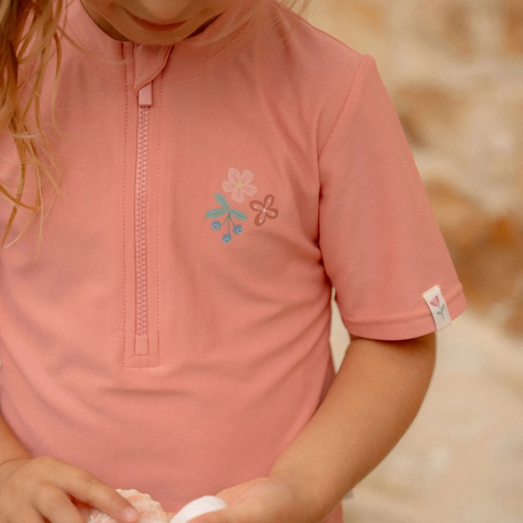 Little Dutch Swim shirt short sleeve - Pink - Sunny Flowers Best