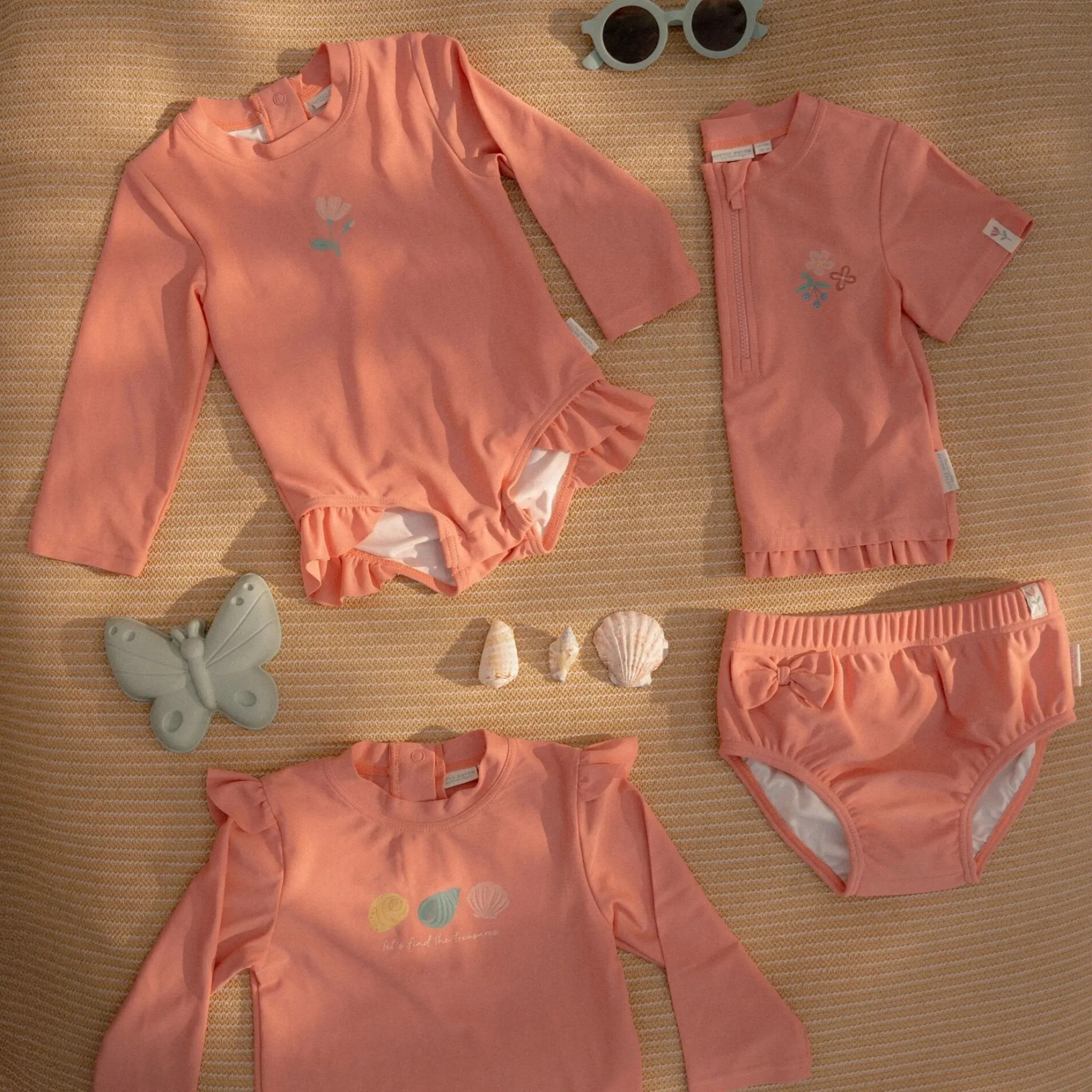 Little Dutch Swim shirt short sleeve - Pink - Sunny Flowers Best