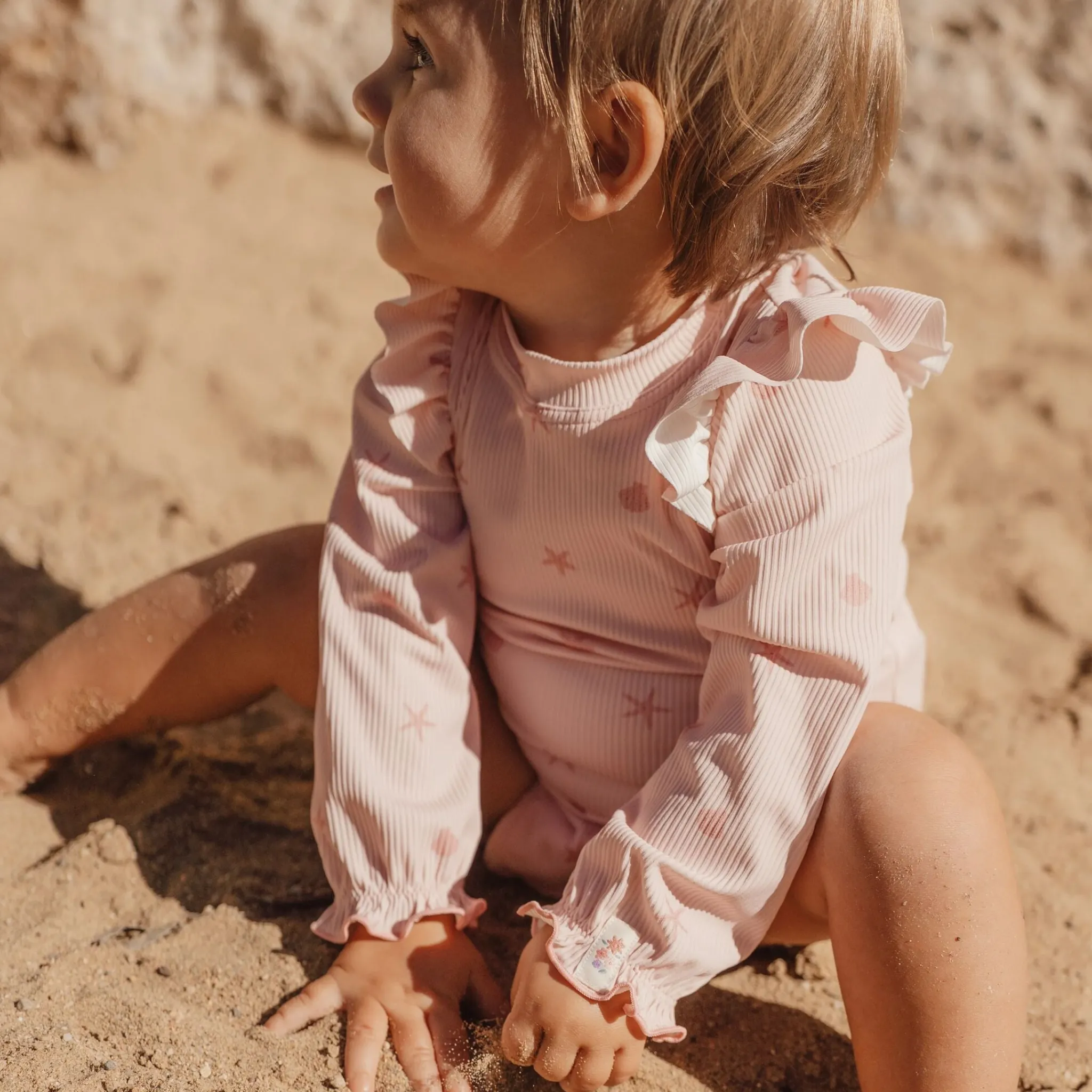 Little Dutch Swimsuit long sleeve - UPF 40 - Pink - Shells Outlet