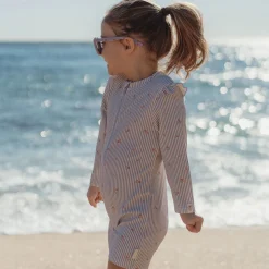 Little Dutch Swimsuit long sleeve - UPF 40 - Purple - Stripes Hot