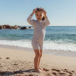 Little Dutch Swimsuit long sleeve - UPF 40 - Purple - Stripes Hot