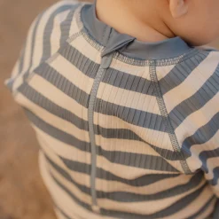 Little Dutch Swimsuit short sleeve - Blue - Ocean Blue Stripes Outlet