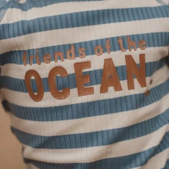 Little Dutch Swimsuit short sleeve - Blue - Ocean Blue Stripes Outlet