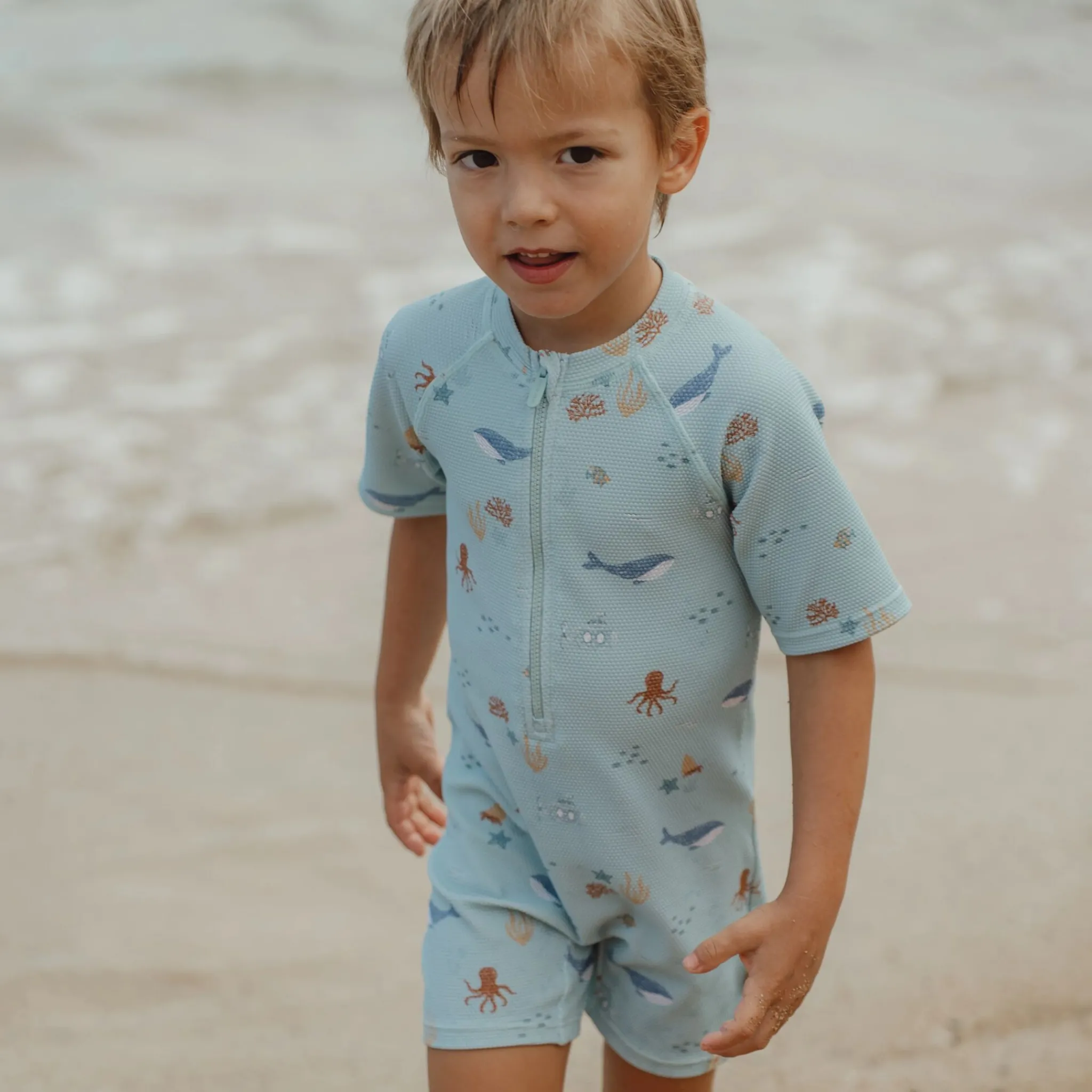 Little Dutch Swimsuit short sleeve - Green - Ocean Friends Online