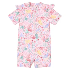 Little Dutch Swimsuit short sleeve - Pink - Mermaid print Hot