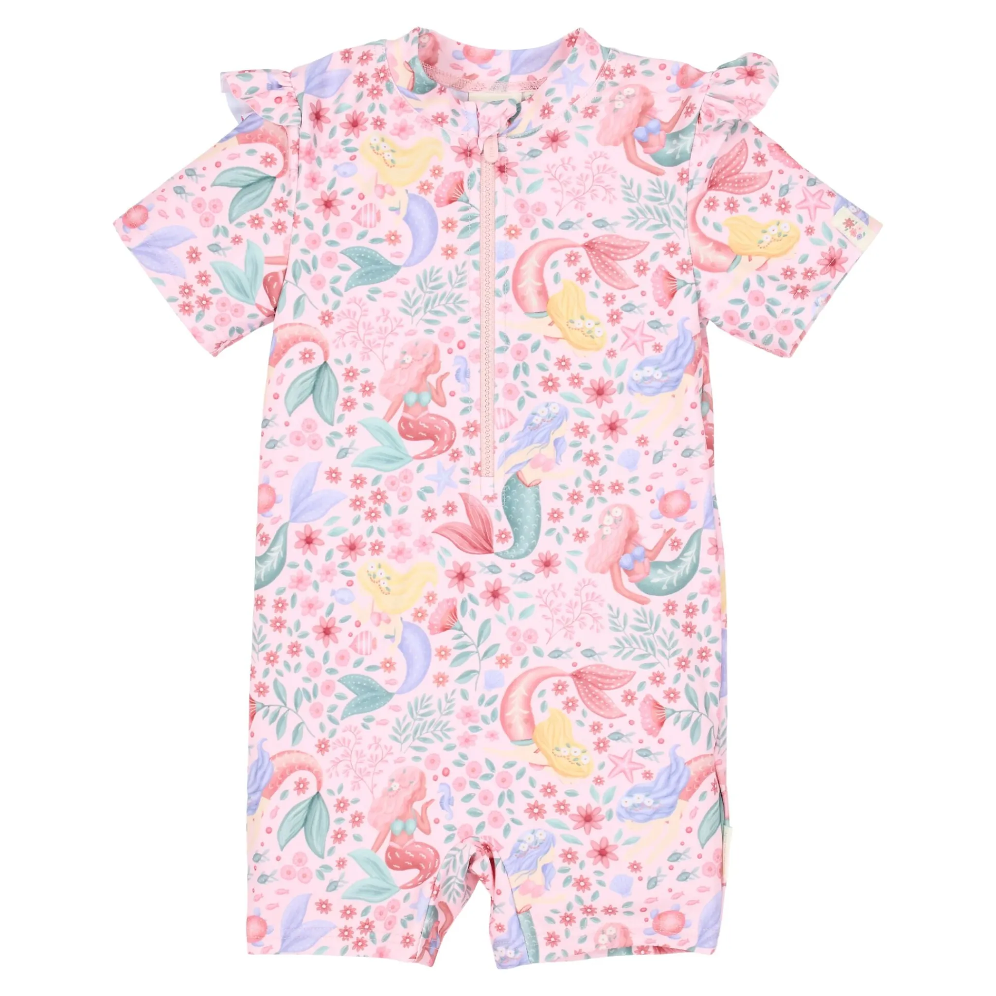 Little Dutch Swimsuit short sleeve - Pink - Mermaid print Hot