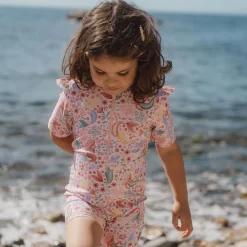 Little Dutch Swimsuit short sleeve - Pink - Mermaid print Hot