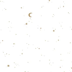 Little Dutch Wallpaper sample non-woven wallpaper – White – Newborn Naturals – Moon & Stars