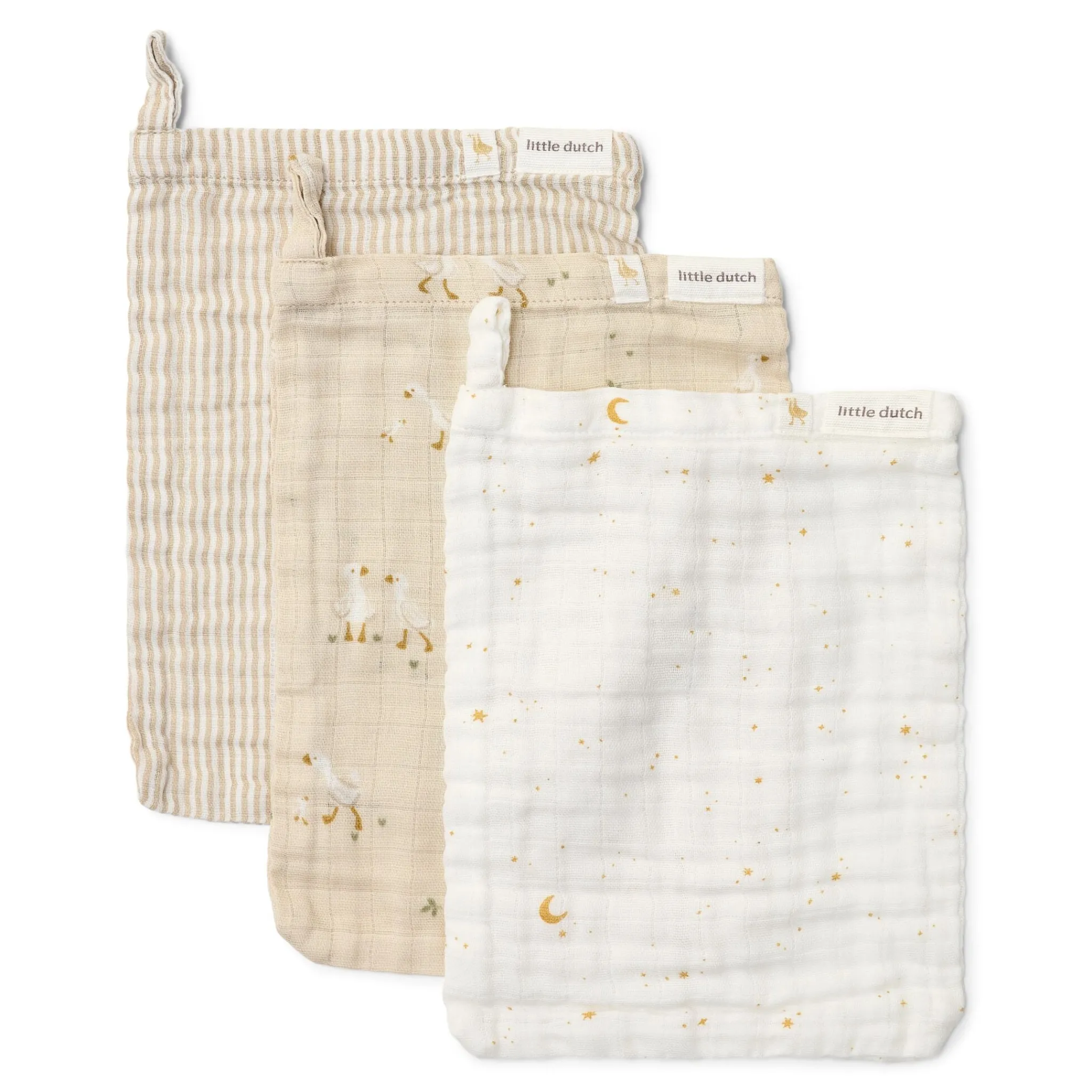 Little Dutch Washcloth set - Beige - Newborn Naturals - Little Goose Clearance