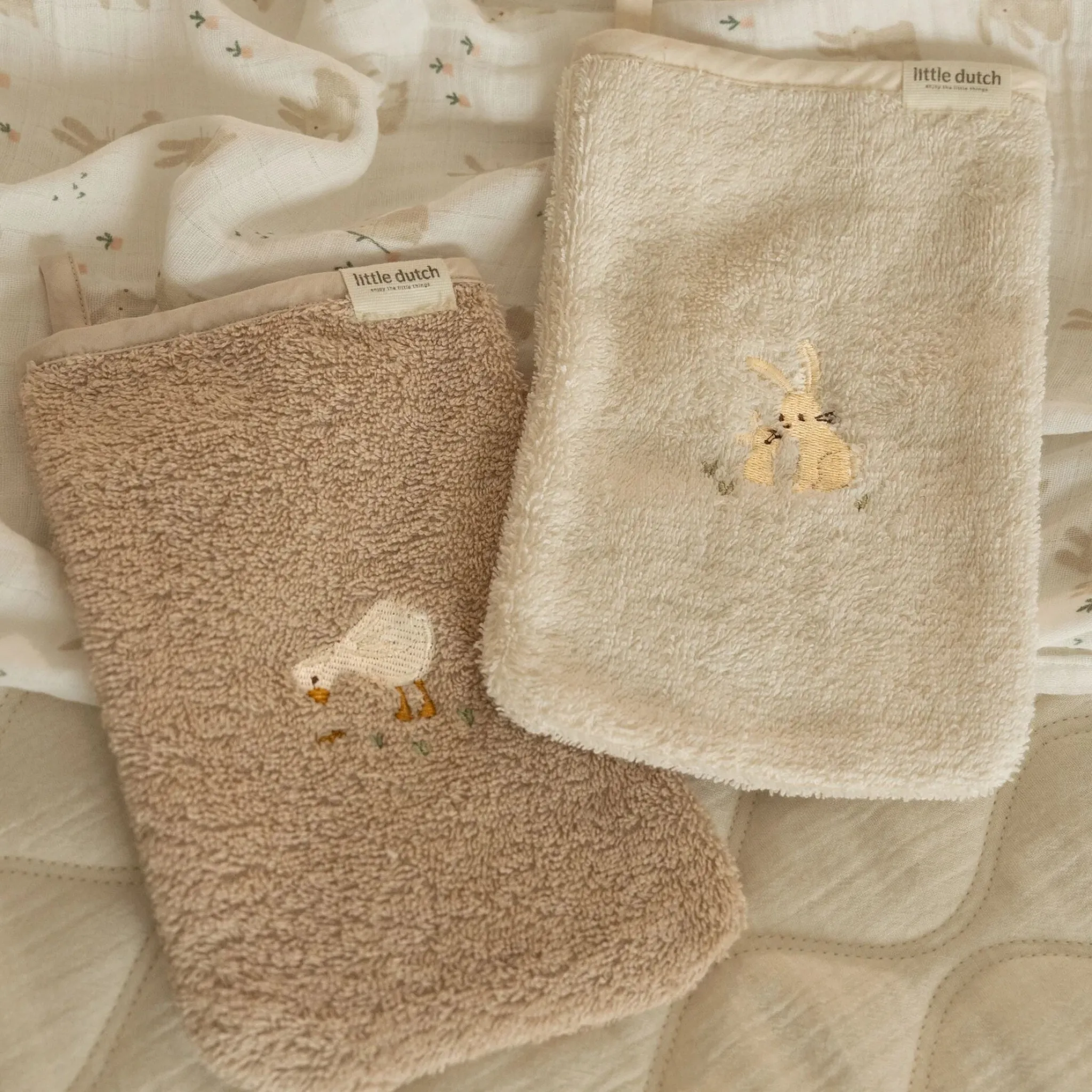Little Dutch Washcloth set - White - Newborn Naturals - Baby Bunny Outlet