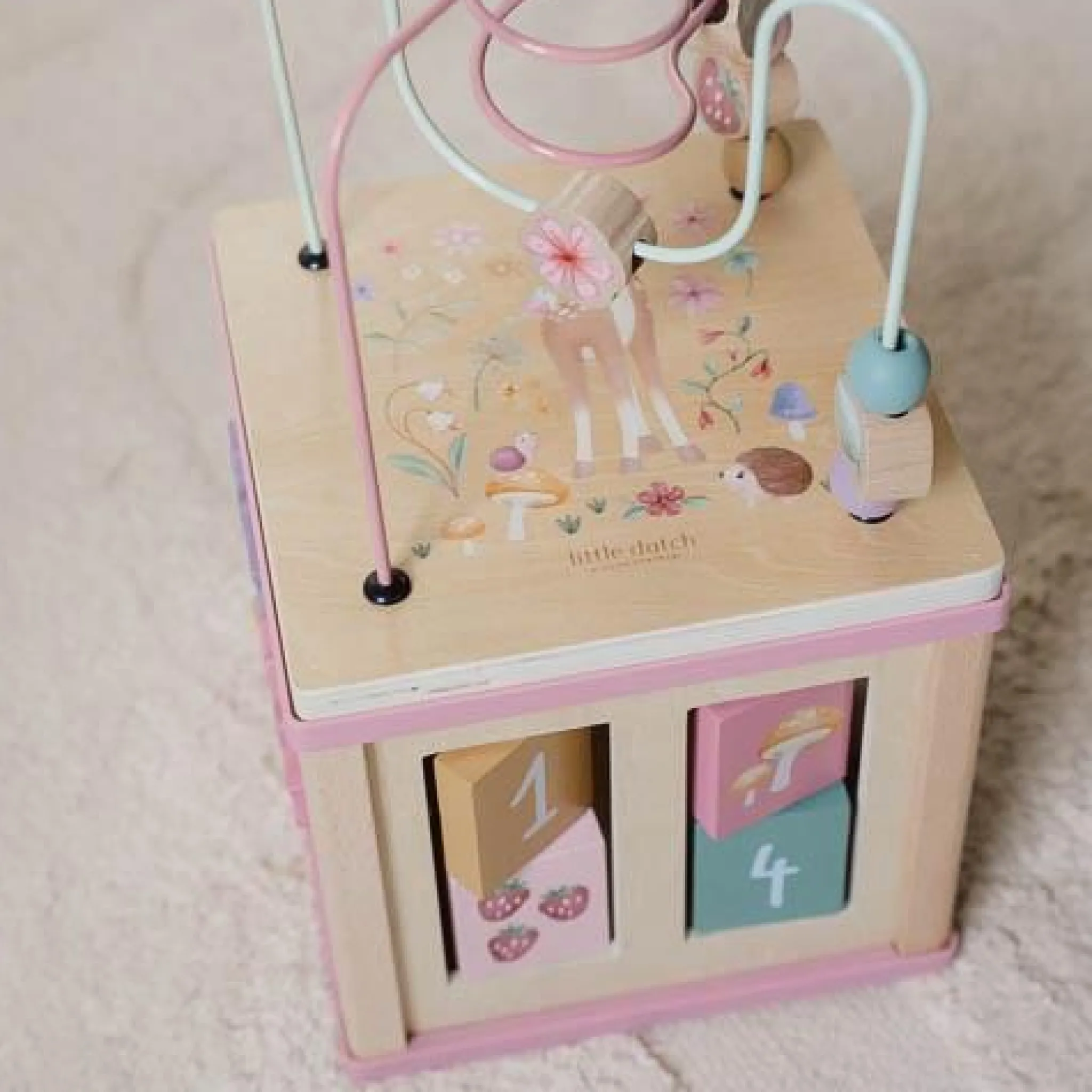 Little Dutch Wooden activity cube - Pink - Fairy Garden Best