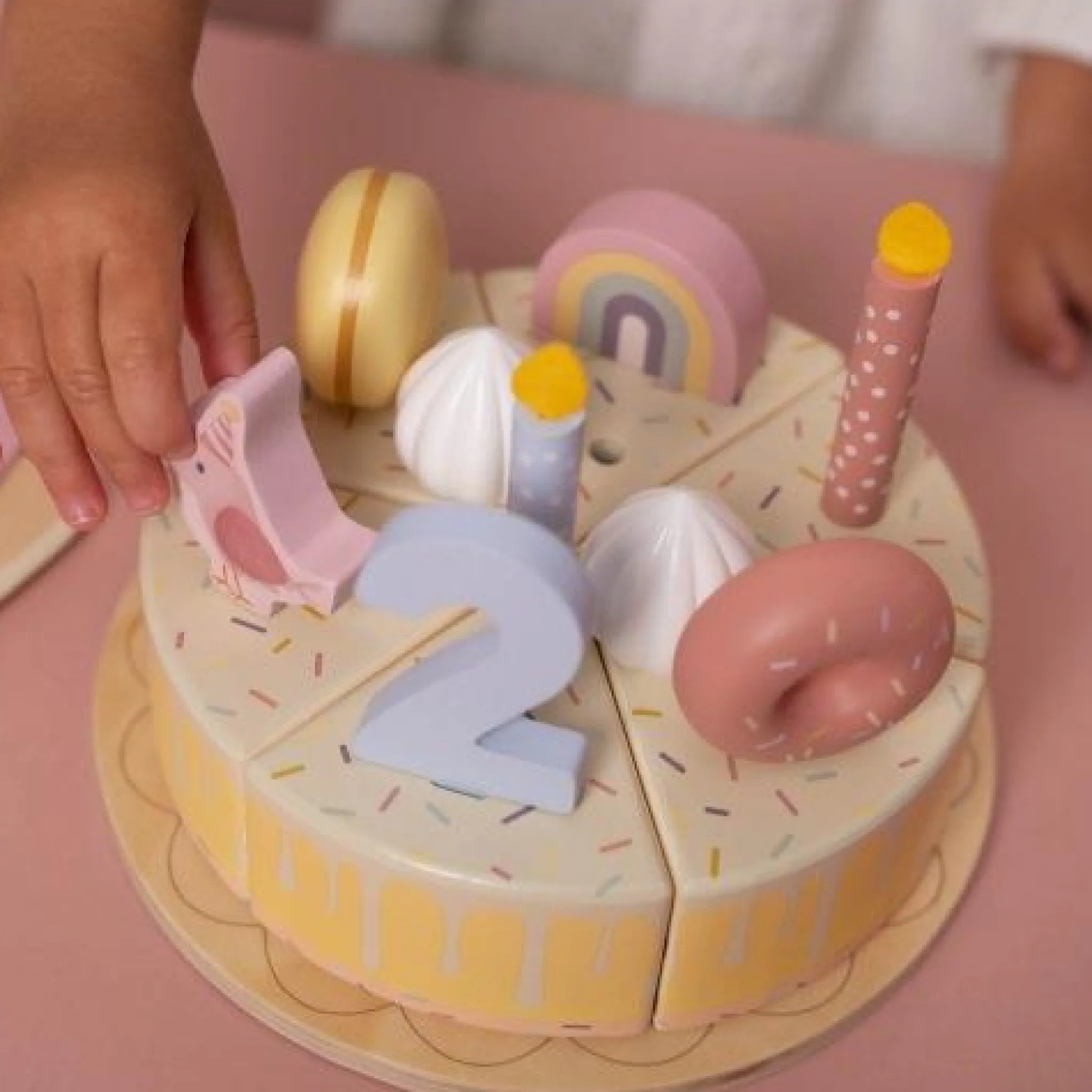 Little Dutch Wooden Birthday Cake - Pink - Essentials Best
