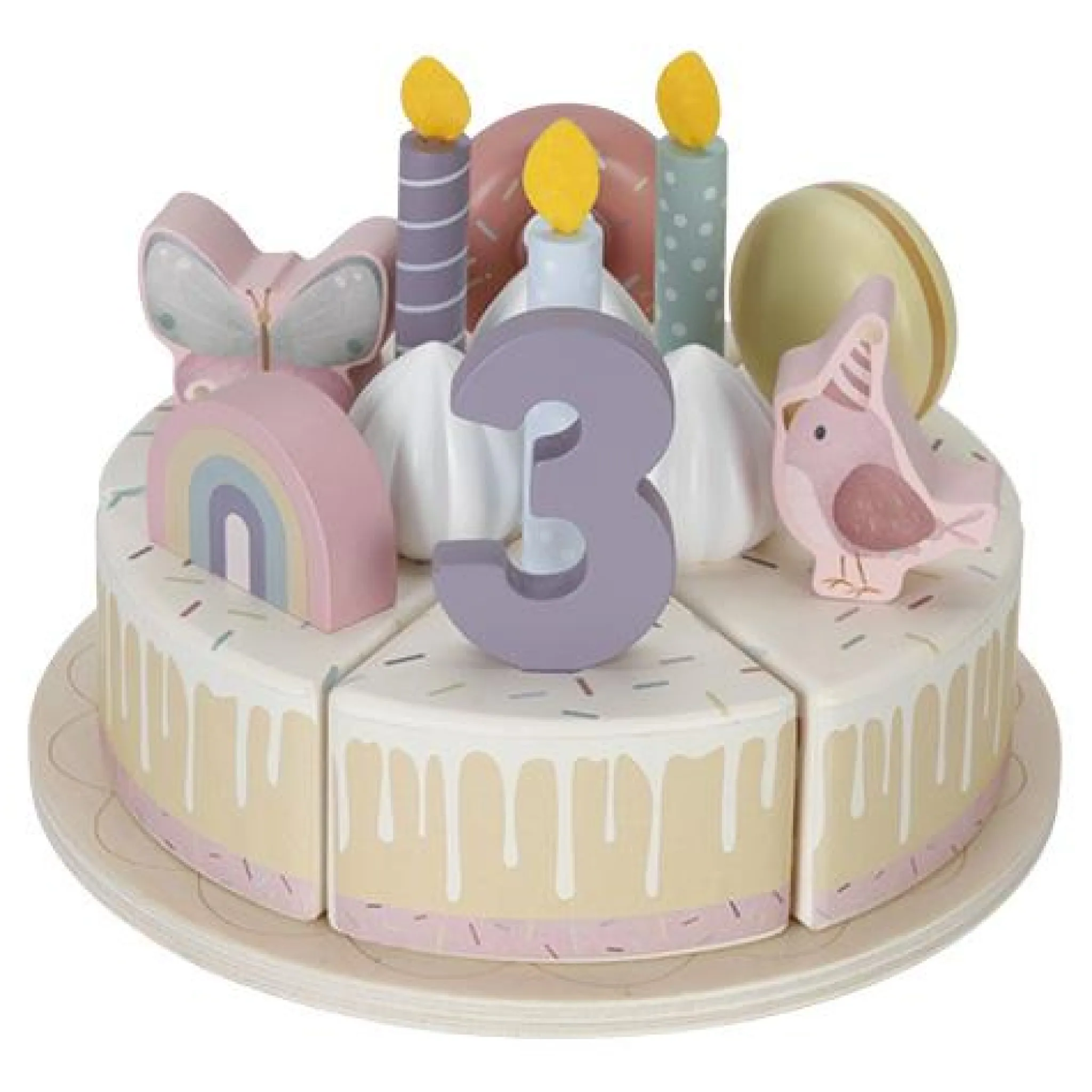 Little Dutch Wooden Birthday Cake - Pink - Essentials Best